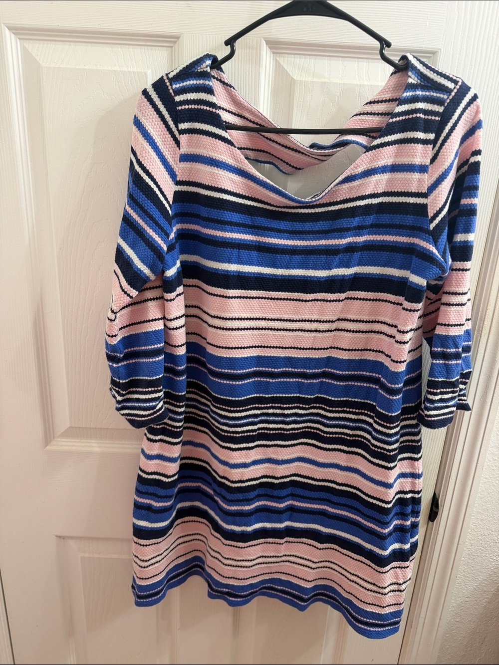 Lilly Pulitzer Striped Long-Sleeve Knit Dress in Blue, Pink and Black